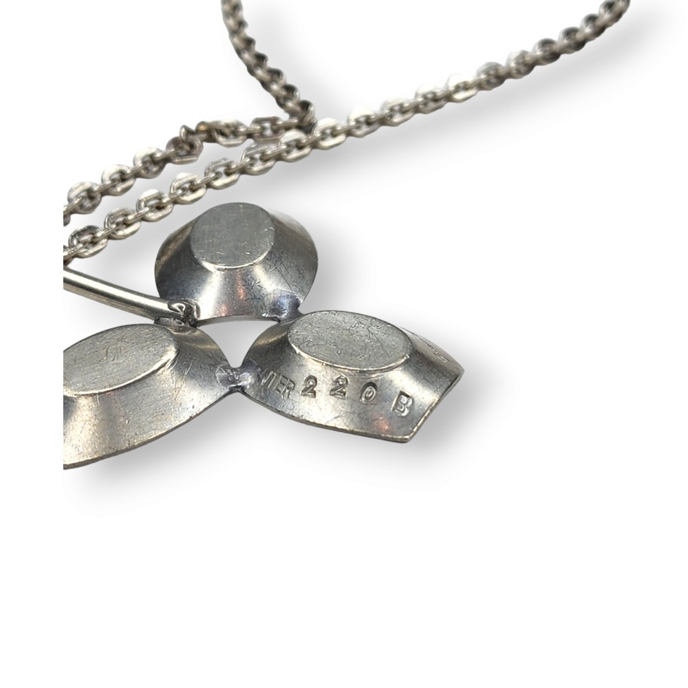 Jorgen Jensen Necklace Pewter Blue MCM Danish Modern Glass Pendant 220B - Picture 8 of 10